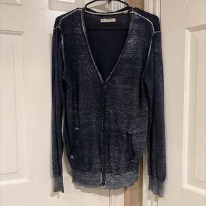 Esprit Original Men's Button-Down Long Sleeve Acid‎ Wash Knit Cardigan